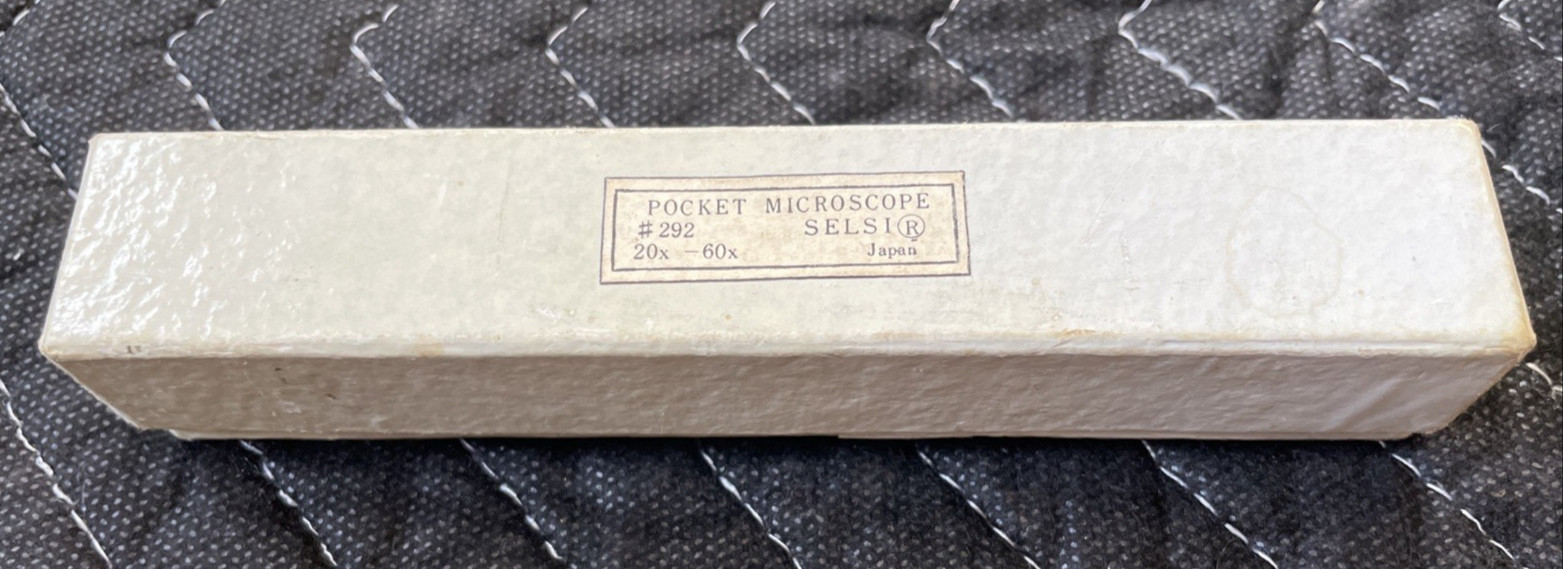Vintage Selsi #292 20x - 60x Pocket Microscope Scientific Instrument W/Box Japan
