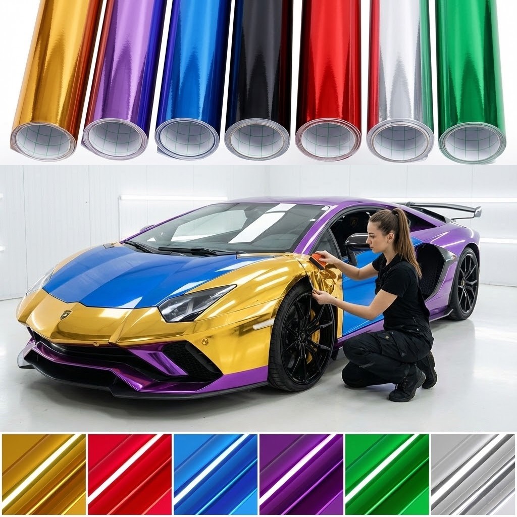 Chrome Mirror Vinyl Film Wrap Sticker Decal Stretchable Reflective Super Gloss