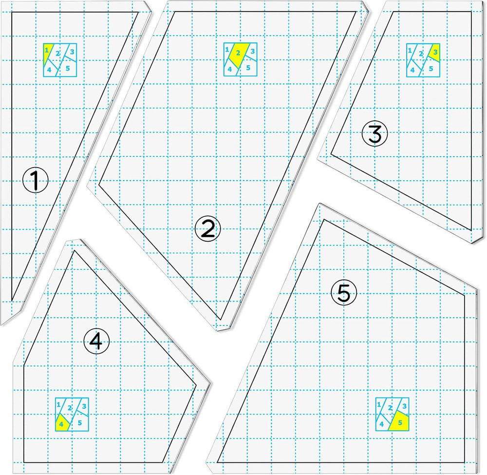 Quilting Template Set Acrylic Cutting Templates 9 X 9 Inch for Patchwork
