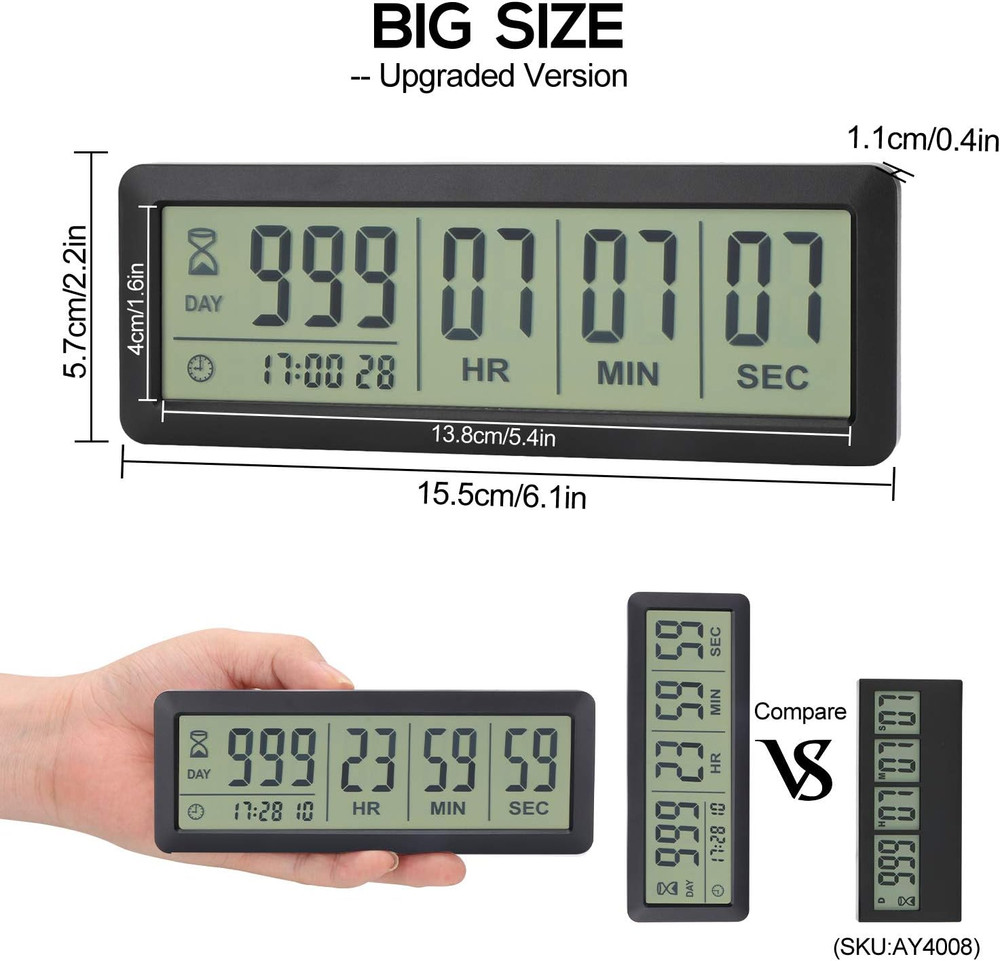 Digital Countdown Days Timer - Ay4053-Black Upgraded Big 999 Days Count down ...
