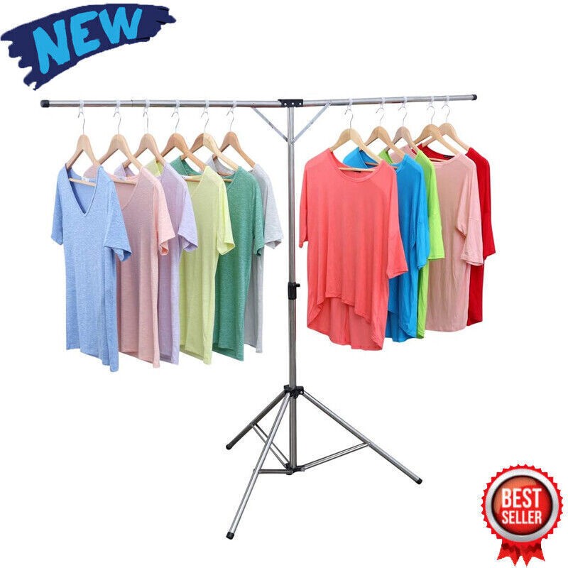 Clothes Drying Rack W/ Windproof Hooks Foldable Adjustable Portable Space Saving