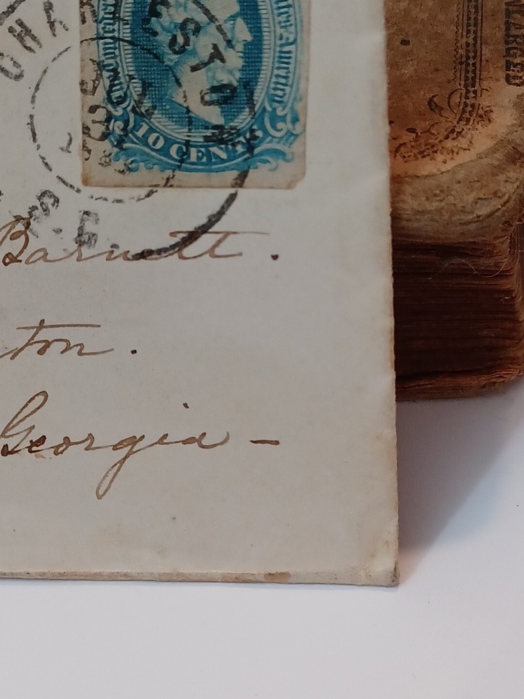 1863, 10 Cent Confederate State Blue Jefferson Davis Antique Stamp Postal Mail