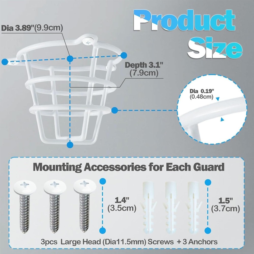 10 Pack White Fire Sprinkler Head Guard Cover Cage Protector for Both 1/2" & ...