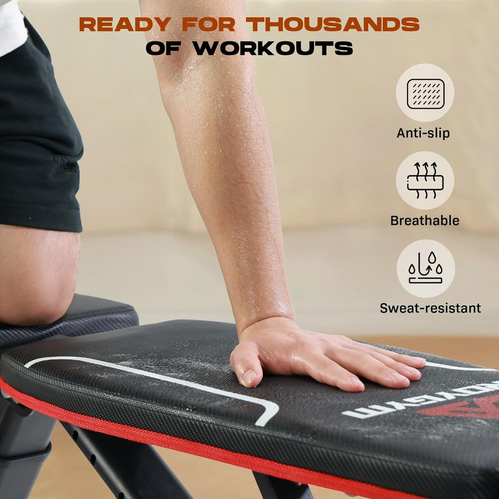 Weight Bench, 880Lbs Capacity Adjustable Workout Bench with Headrest for Bench P