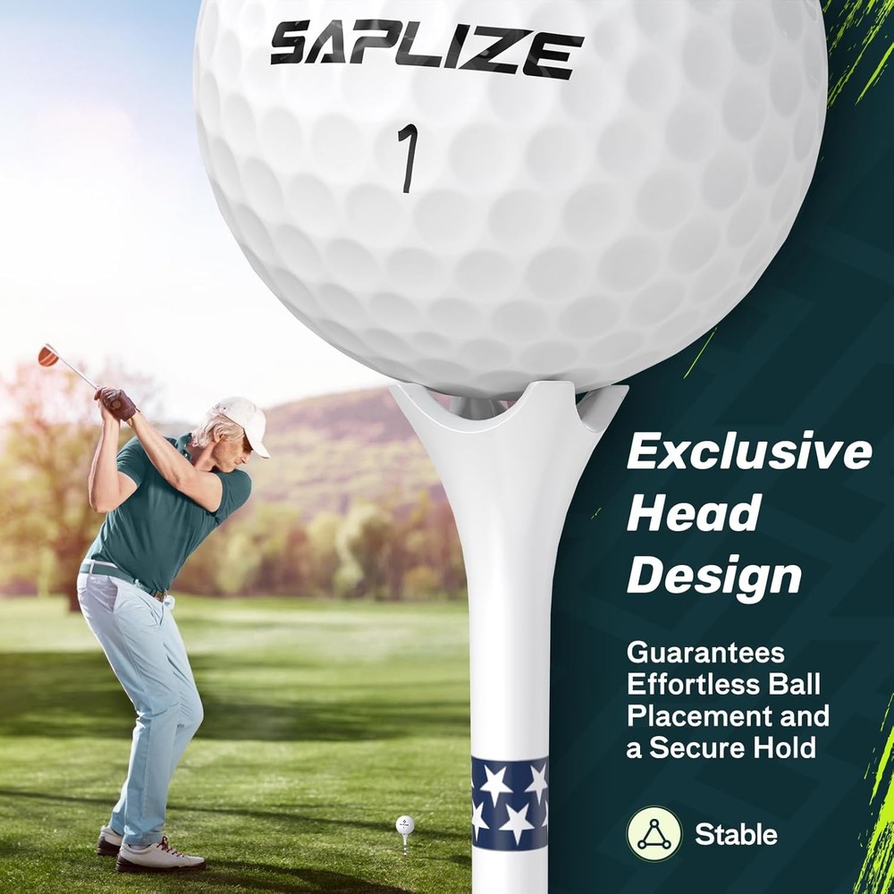 SAPLIZE Professional Plastic Golf Tees, 100/50 Pack (1-1/2'' & 3-1/4''), Enginee