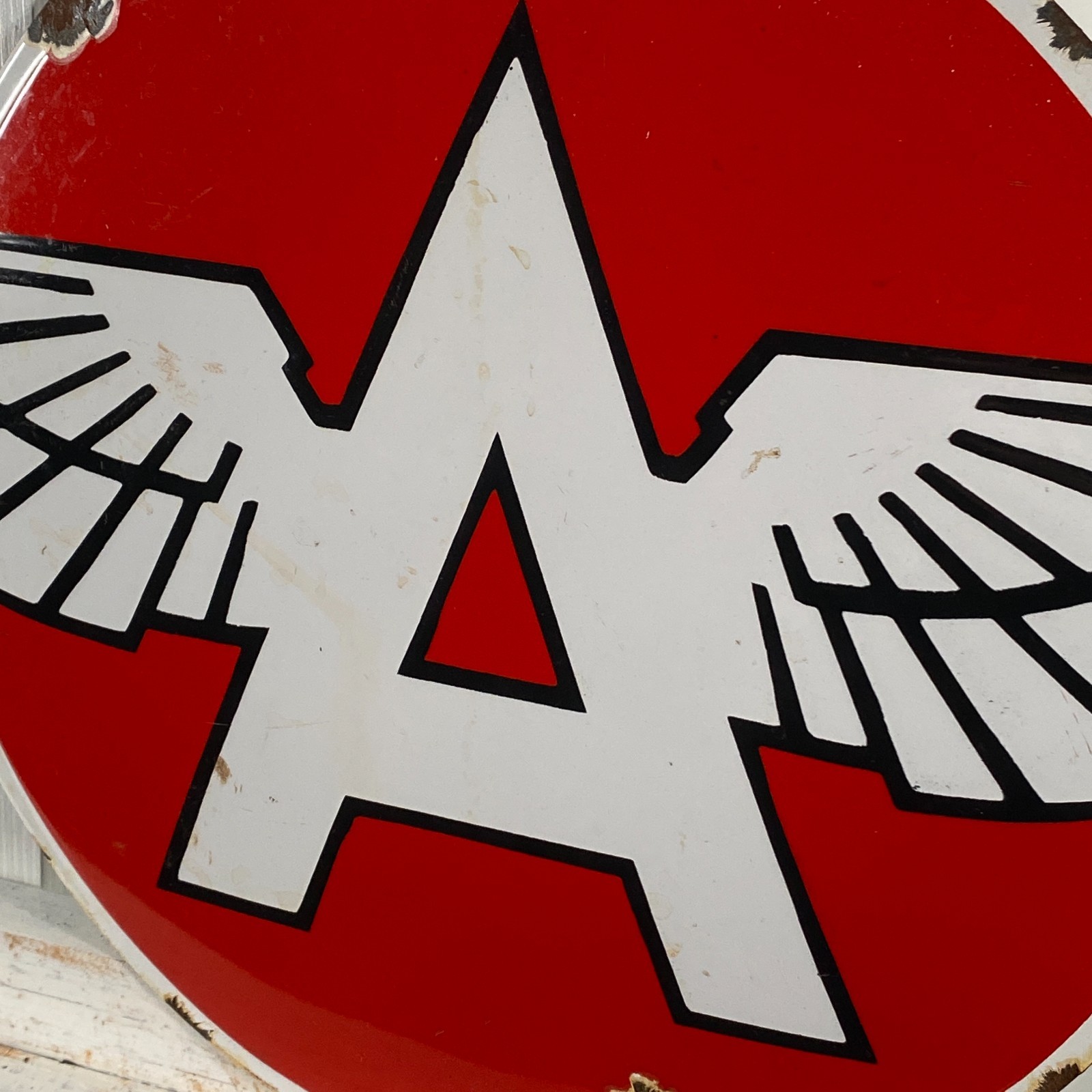 Flying A Enamel Sign - 50x30cm (19.7x11.8") - Rare Gas Station Vintage Iron Sign