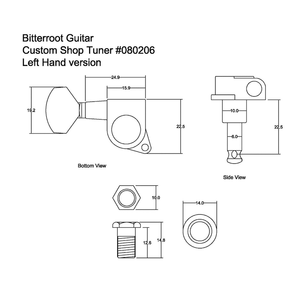 Tuning Machines Custom Shop Left Hand Chrome Bitterroot 080206CH