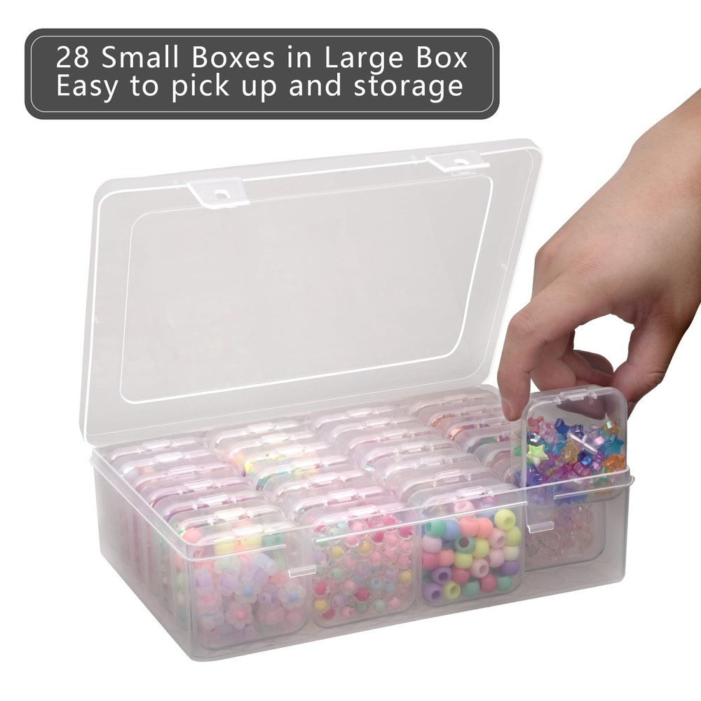 Small Bead Organizer Box - 28Pcs Mini Clear Plastic Storage Containers, Bead ...