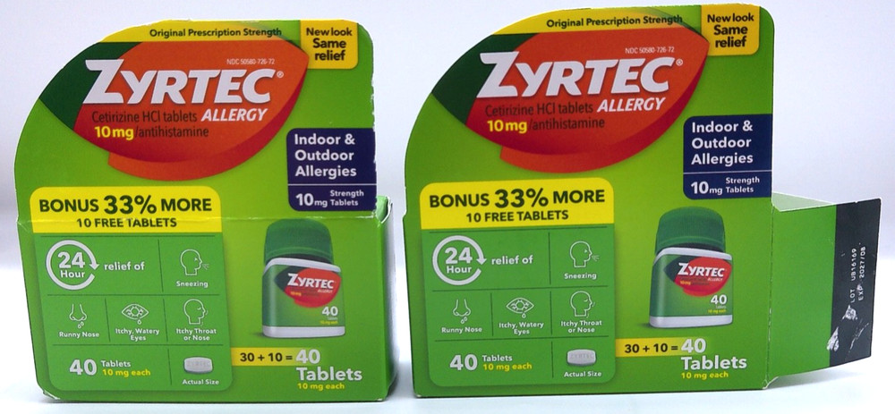 2Pk- Zyrtec, 80 Total Tablets, Exp. 8/27