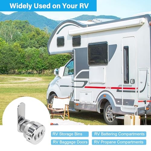 RV Baggage Compartment Door Combination Lock Silver for 1'' Thick Door,