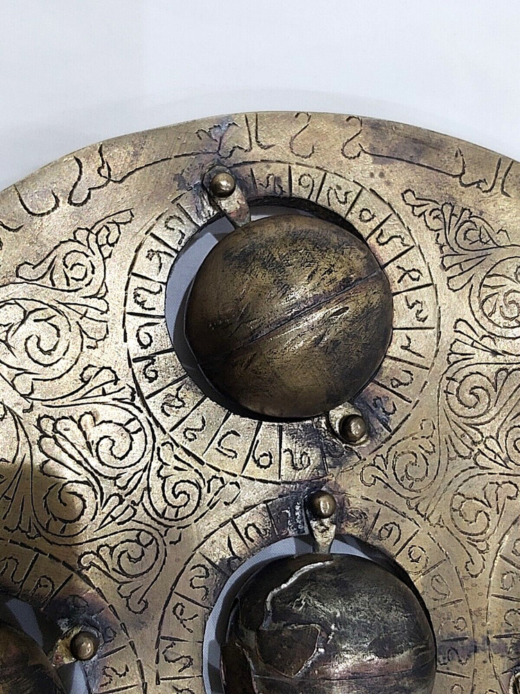 Heavy Ottoman Talismanic Magic Brass Celestial Astrolabe with Talisman Inscripti