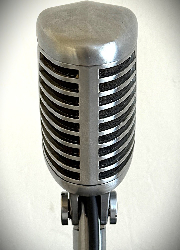 Vintage 1950's ASTATIC 77L Dynamic Microphone, original element, stand & cable