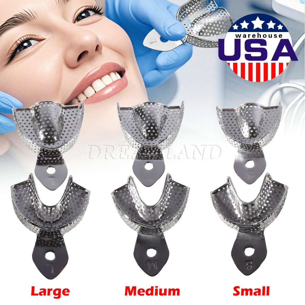 Dental Metal Impression Trays Solid & Perfo Stainless Steel Upper + Lower