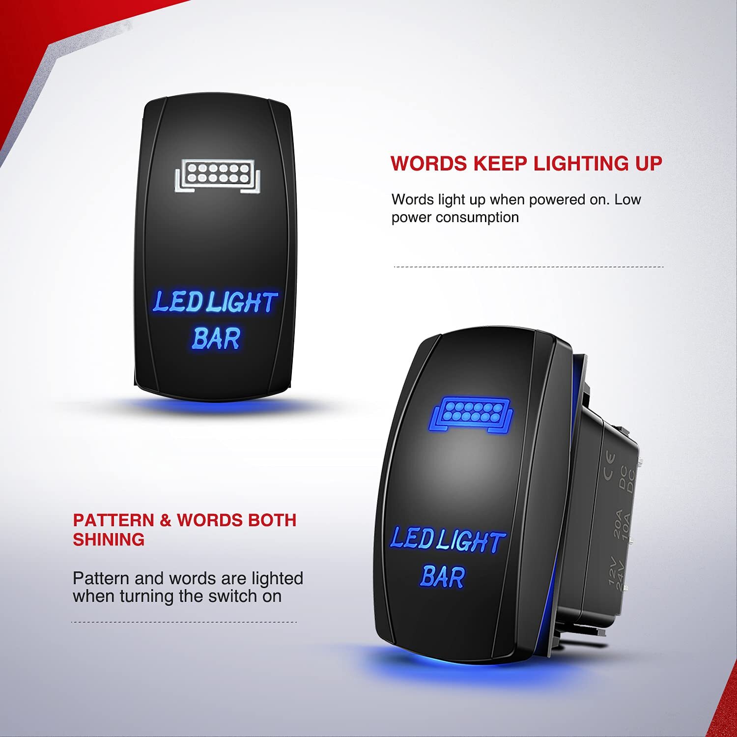 Nilight 16AWG LED Light Bar Wiring Harness Kit 12V On/Off Rocker Switch Panel