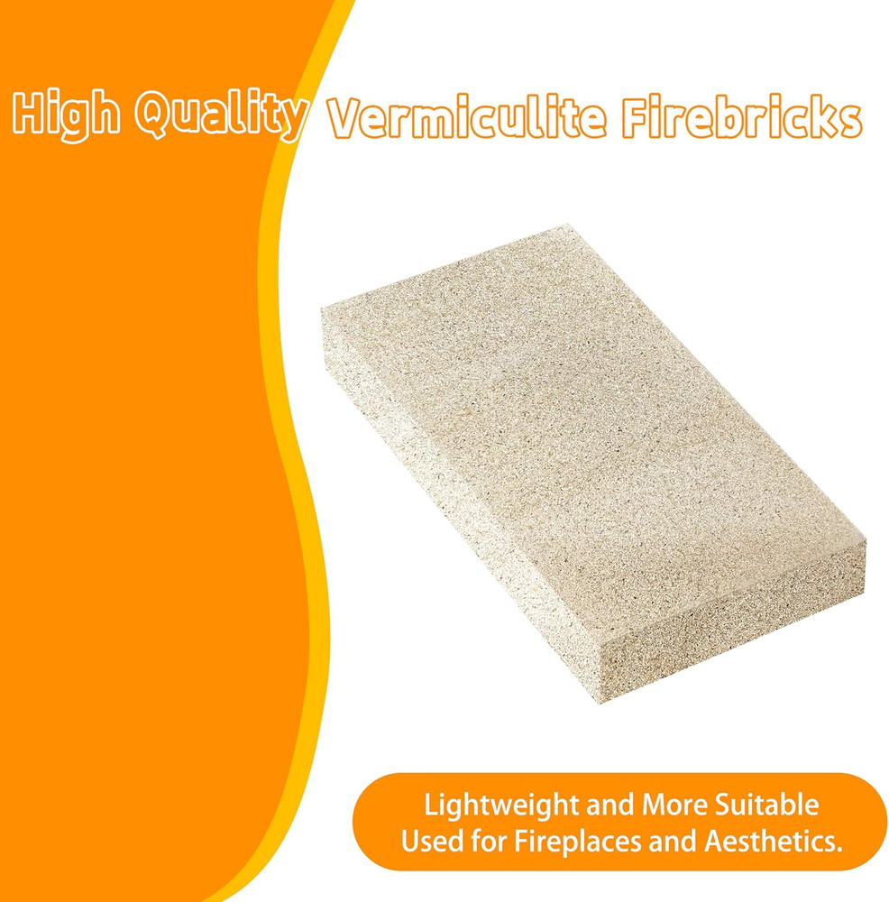 High Temperature Resistant Vermiculite Fire Bricks (6 Pack)