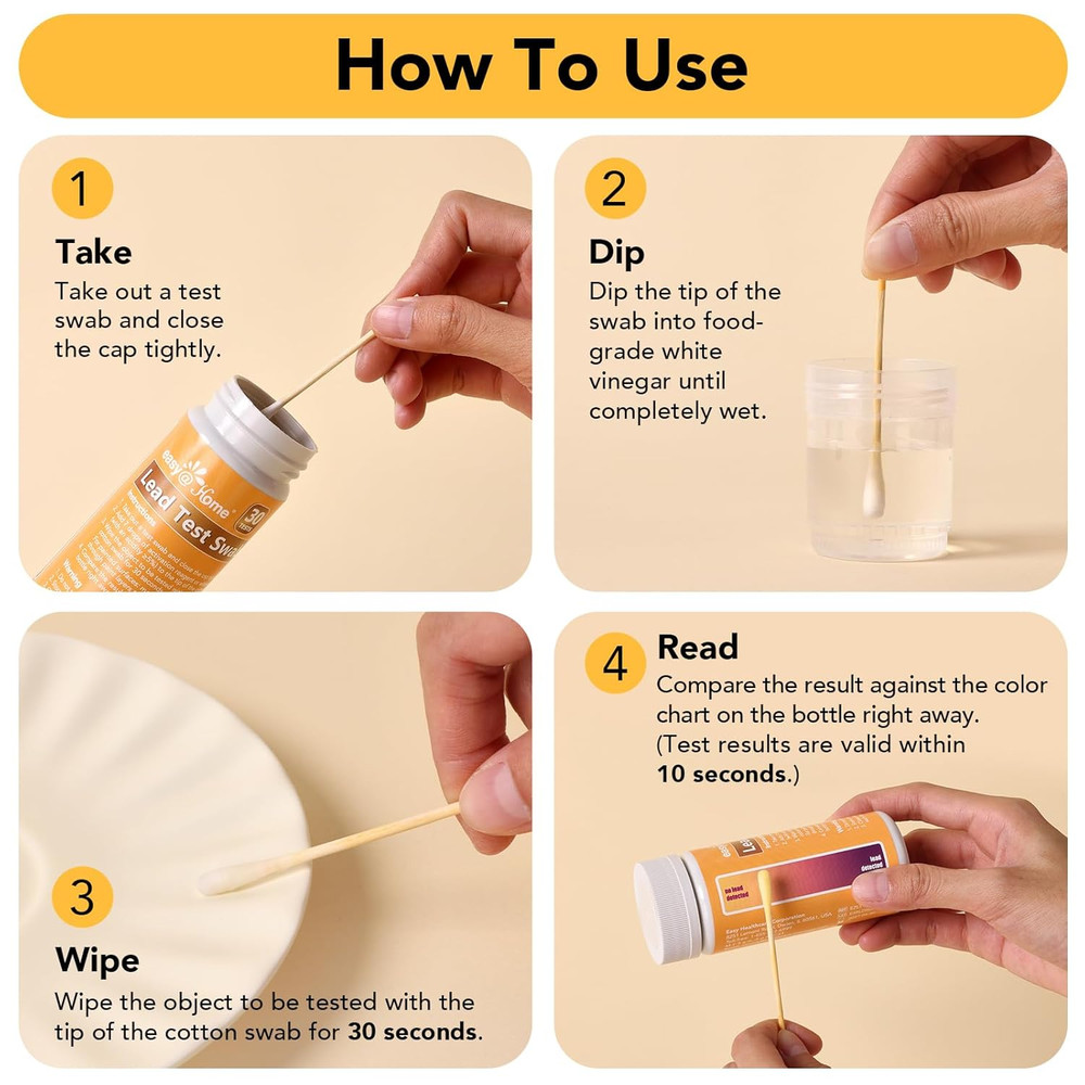 Lead Test Kit – 30 Rapid Testing Swabs with 30‑Second Colour‑Change Results. at
