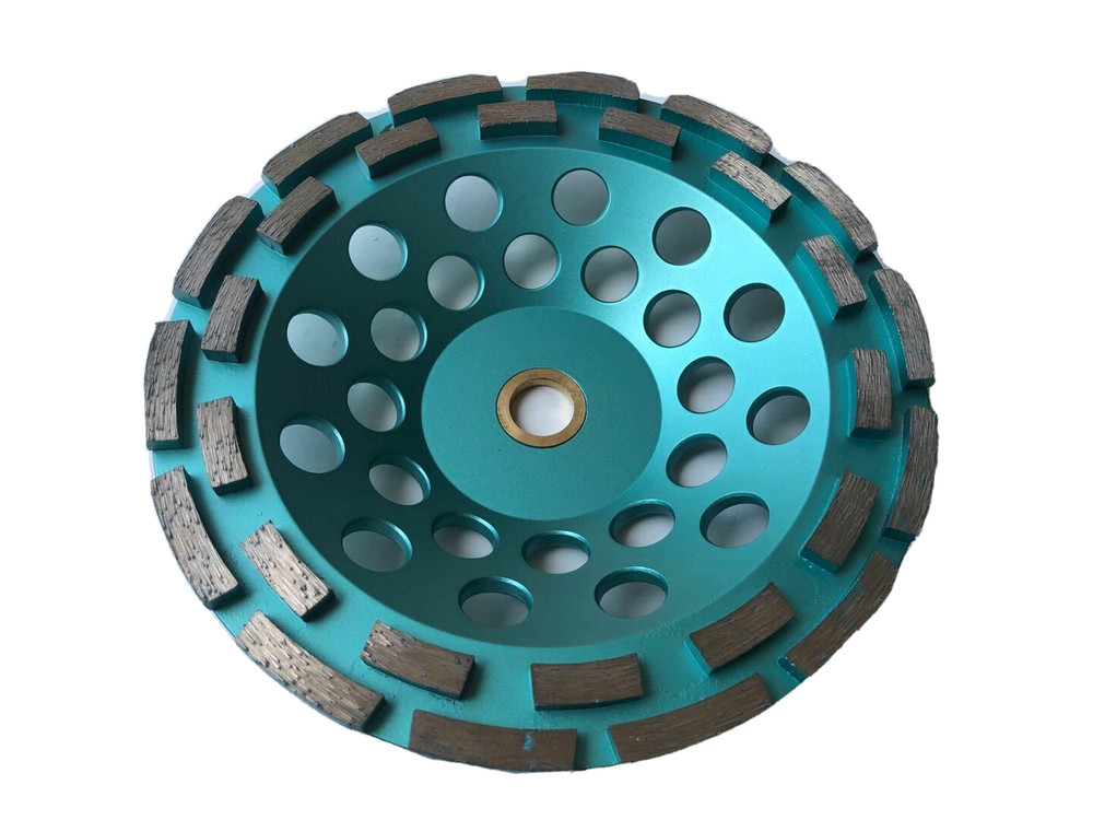 7" Double Row Cup Wheel Concrete Surface Grinding, 7/8" non-threaded Arbor