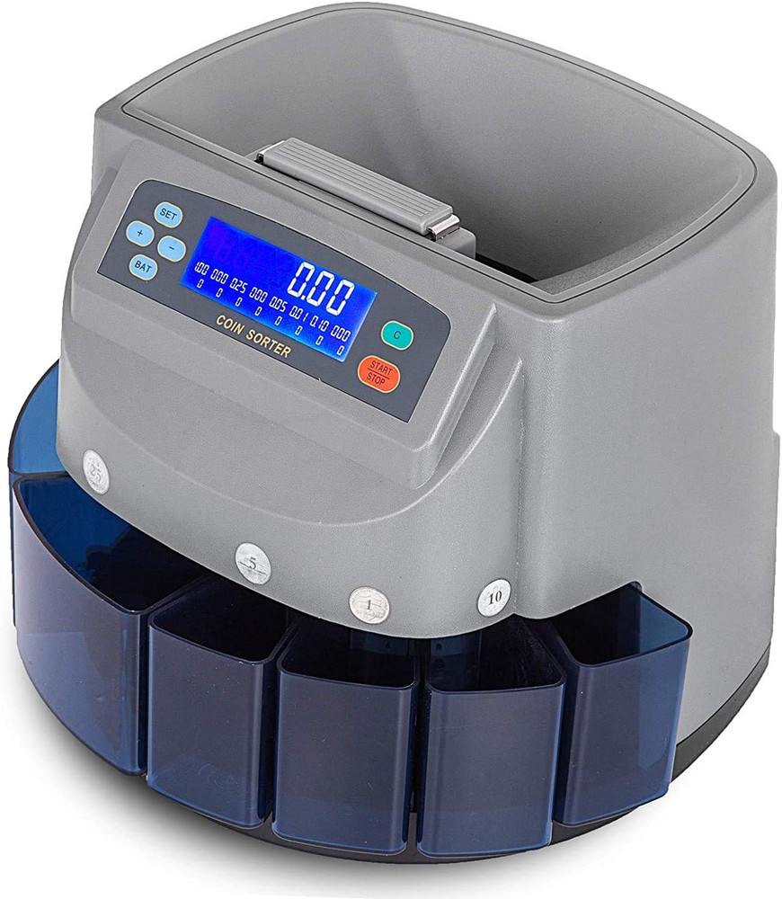 High-Speed Electronic Coin Sorter & Counter with LCD Display, Includes Wrappers