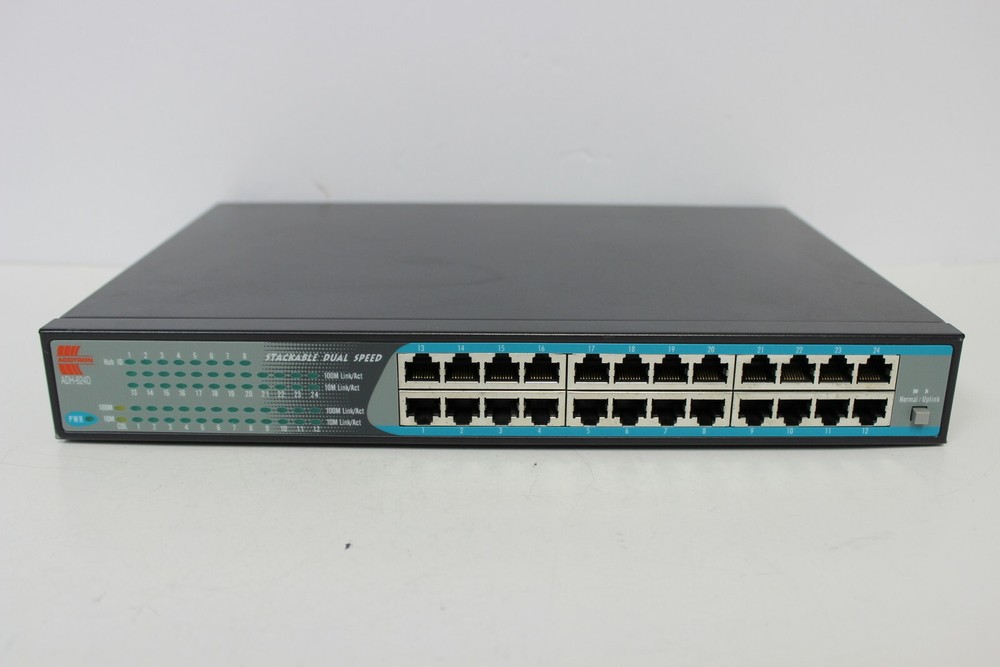 ADDTRON ADH-624D STACKABLE DUAL SPEED 24 PORT HUB WITH WARRANTY