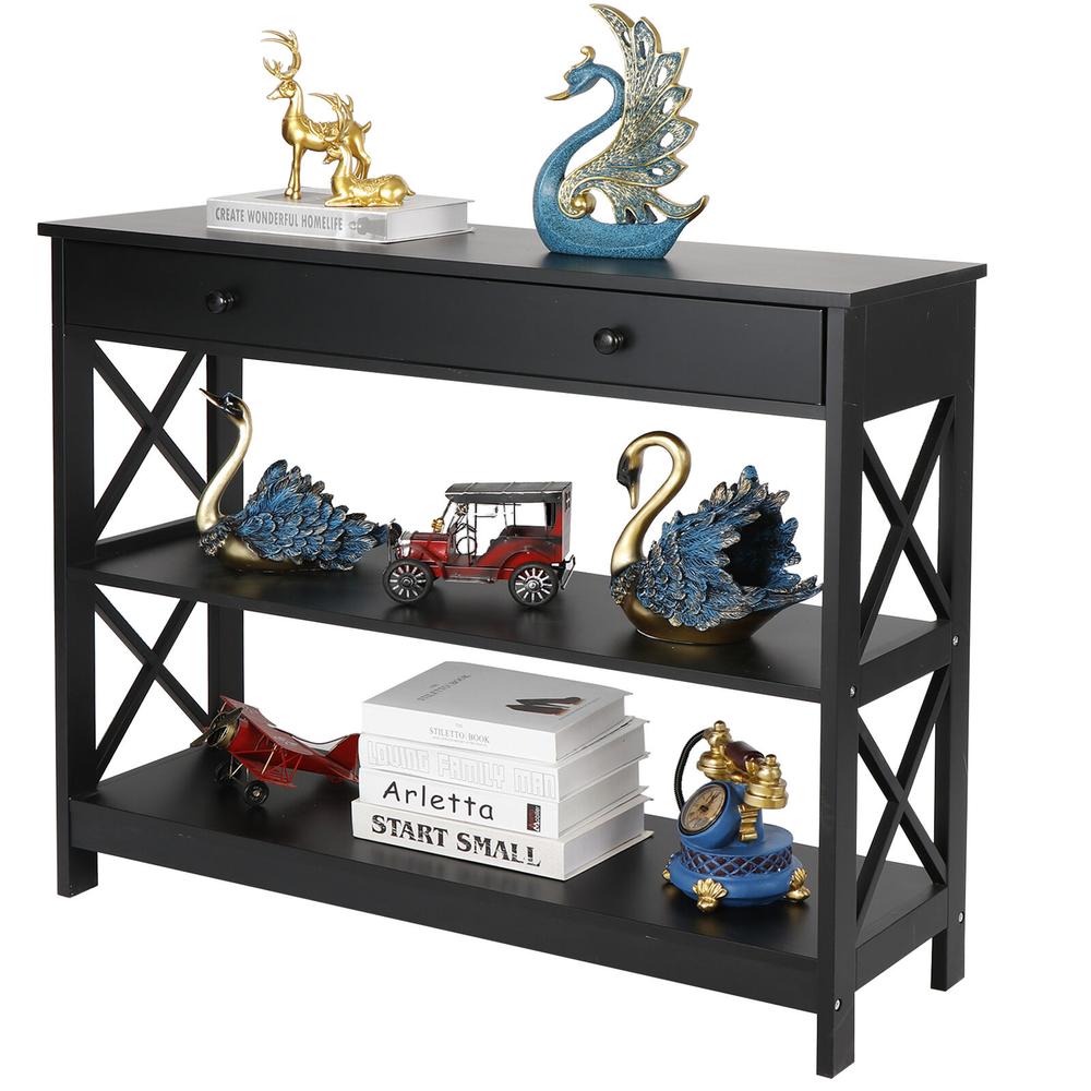 3 Tiers Console Table Side Stand Sofa Entryway Hall Display Side Table Desk