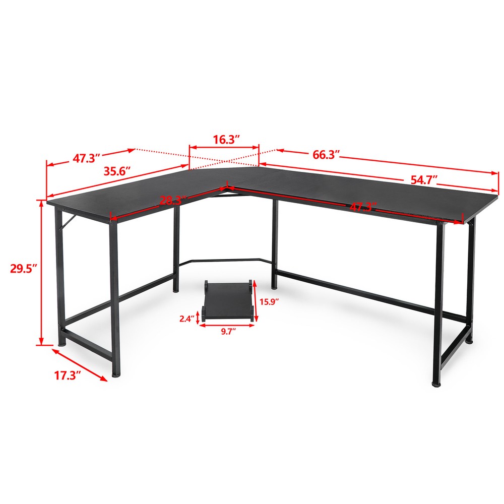 PC Laptop Study Table Workstation Home Modern L-Shaped Computer Desk Bedroom