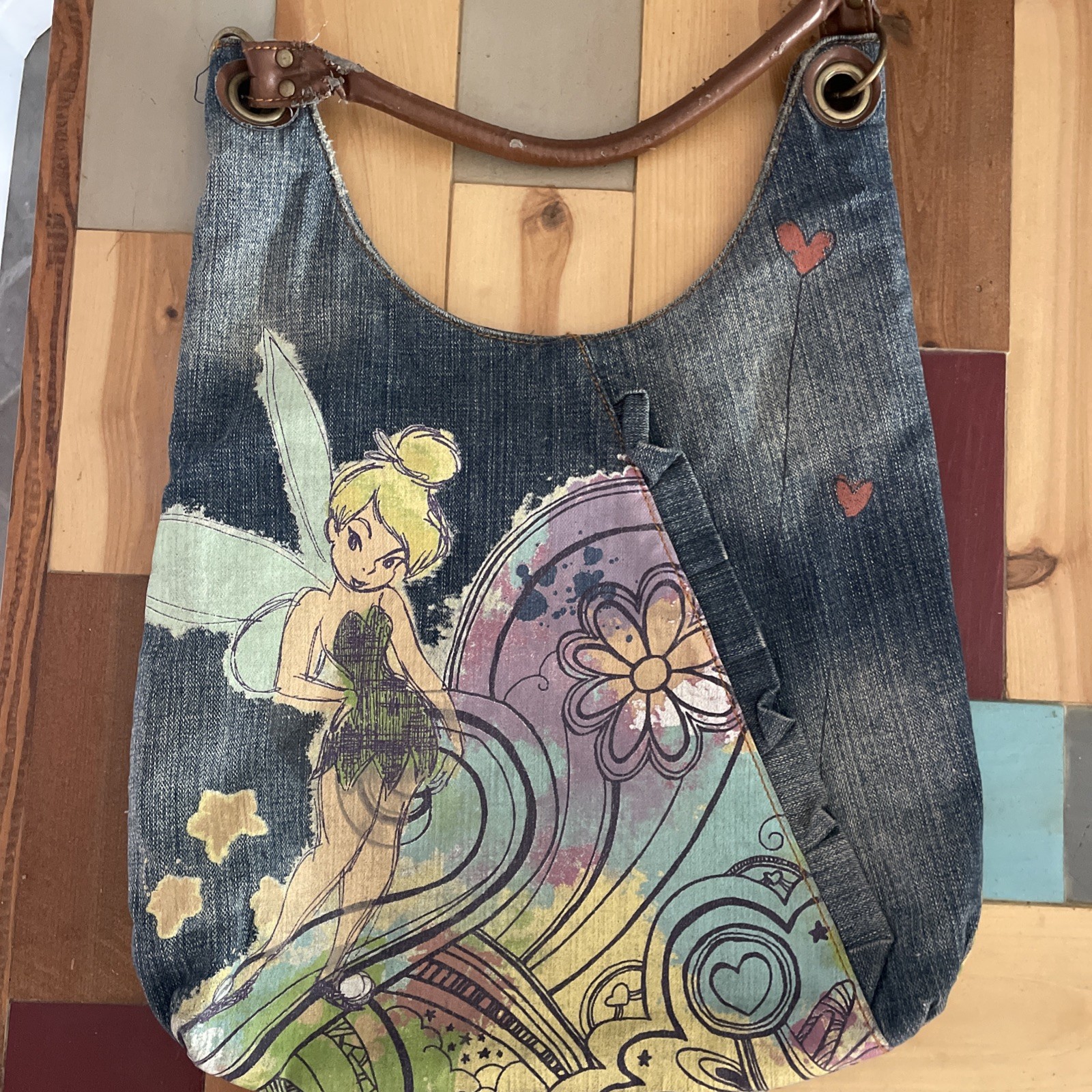 Vintage Y2K Disney Store Exclusive TinkerBell Denim Shoulder Bag Purse w/wallet