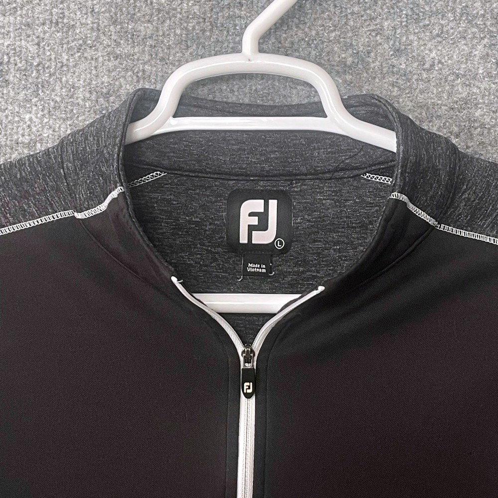 FootJoy Performance Mens Quarter Zip Pullover Black Gray Golf Sweater Size Large