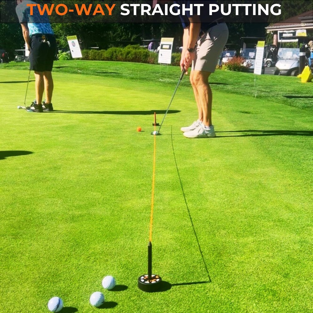 Two-Way Putting Alignment System - Golf Training Aid with Target Pucks & String