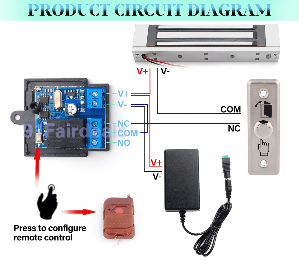 Electric Magnetic Lock Door Access Control System 2 Wireless Remote Controls Kit