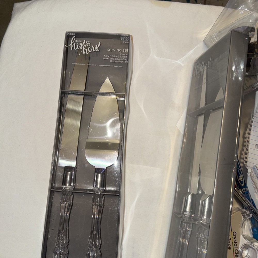 Studio His & Hers Wedding Serving Set Cake Knife & Server New Sealed Dishwasher