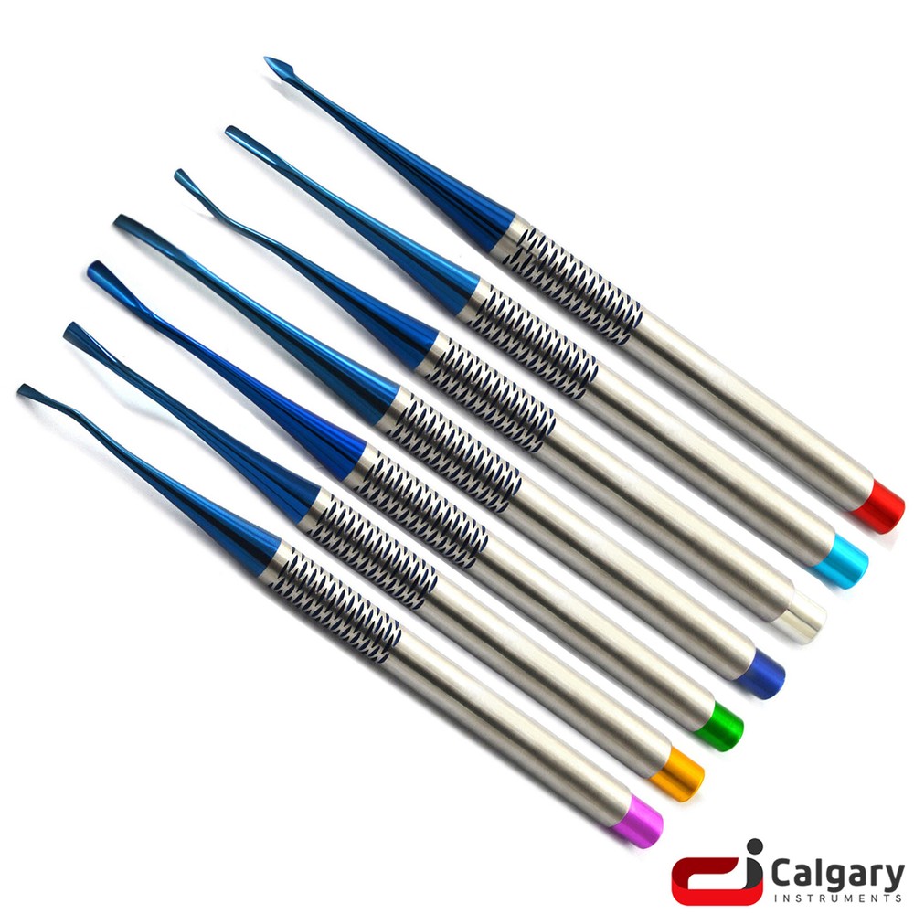 Set of 7 Dental PDL Luxating Root Elevators Precise Periotomes Tips Titanium Lab