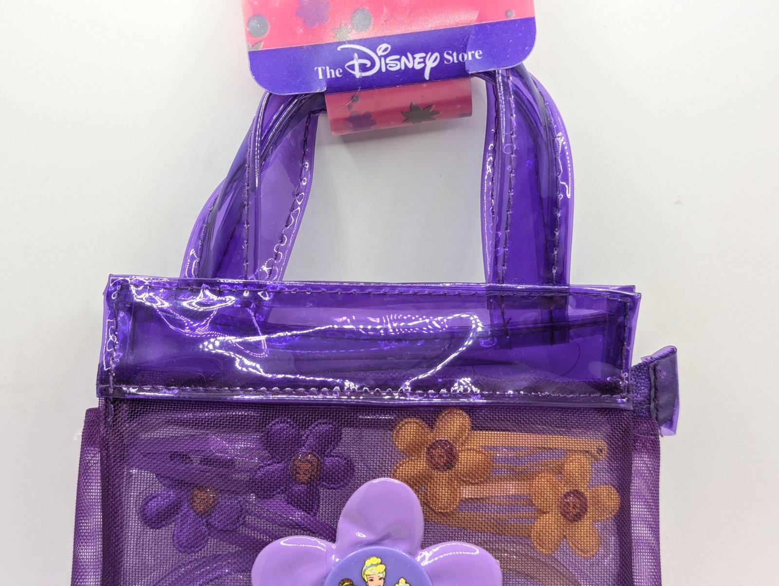 Vtg Disney Princesses The Disney Store Purple Mesh Bag Set Hair Accessories 2001