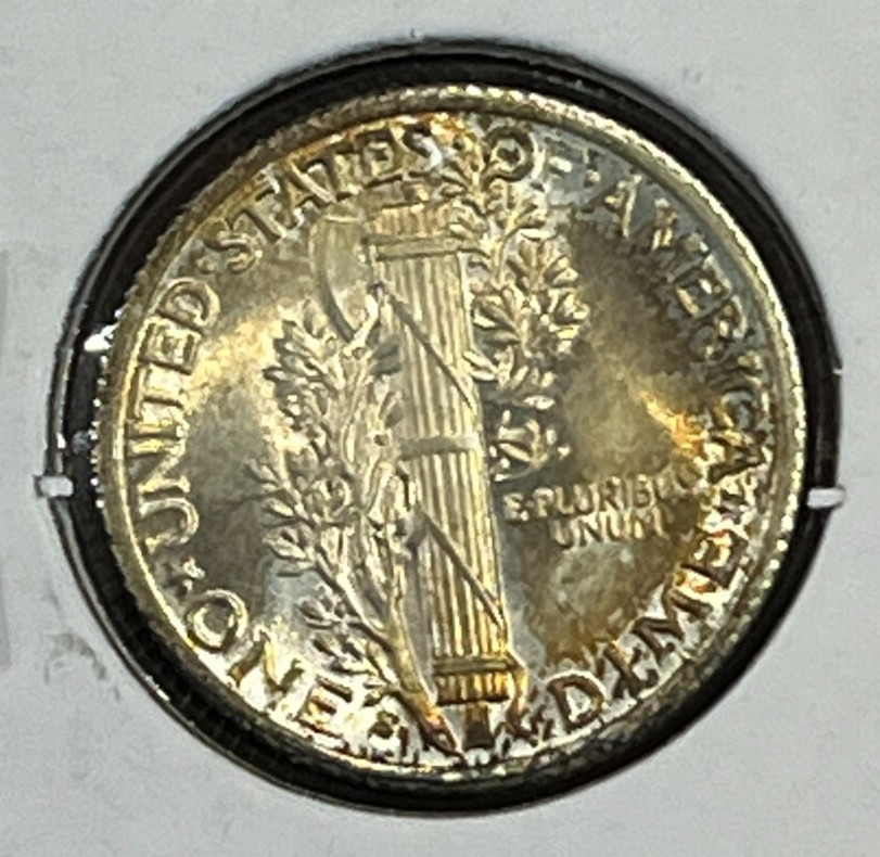 1937-S Mercury Silver Dime BU Toning