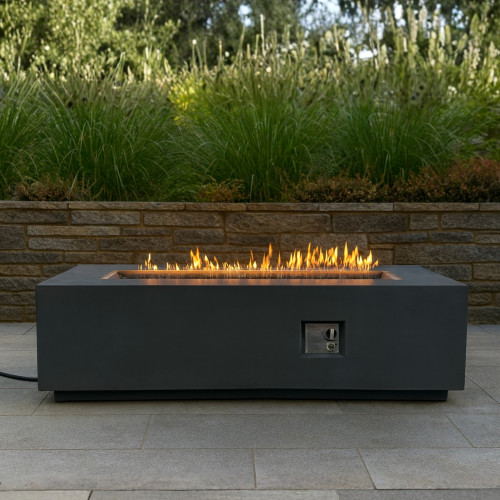 60 inch Outdoor Rectangle Propane Fire Pit Table 60000 BTU Concrete Fire Table