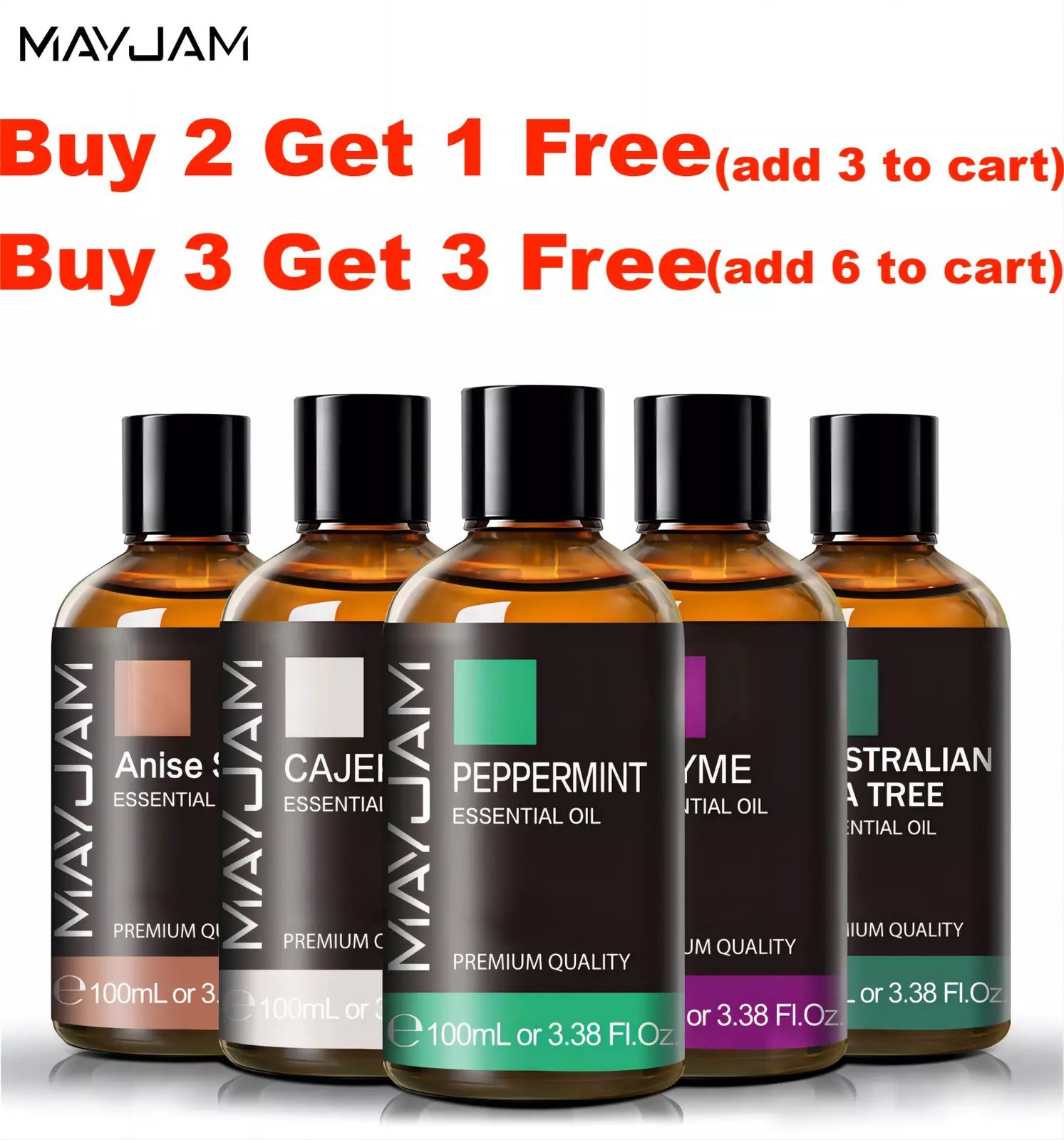 MAYJAM 100 mL Essential Oils 100% Pure & Natural Therapeutic Grade Aromatherapy