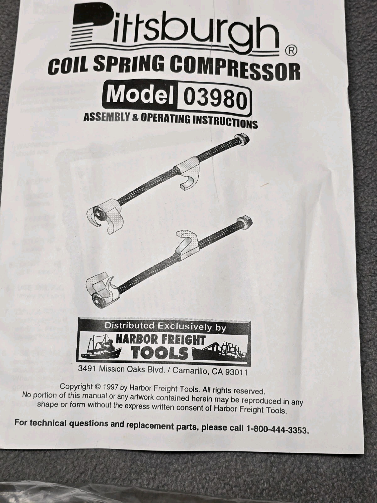 Pittsburgh Coil Spring Compressor Item# 03980 New Open Box Car Repair Tool
