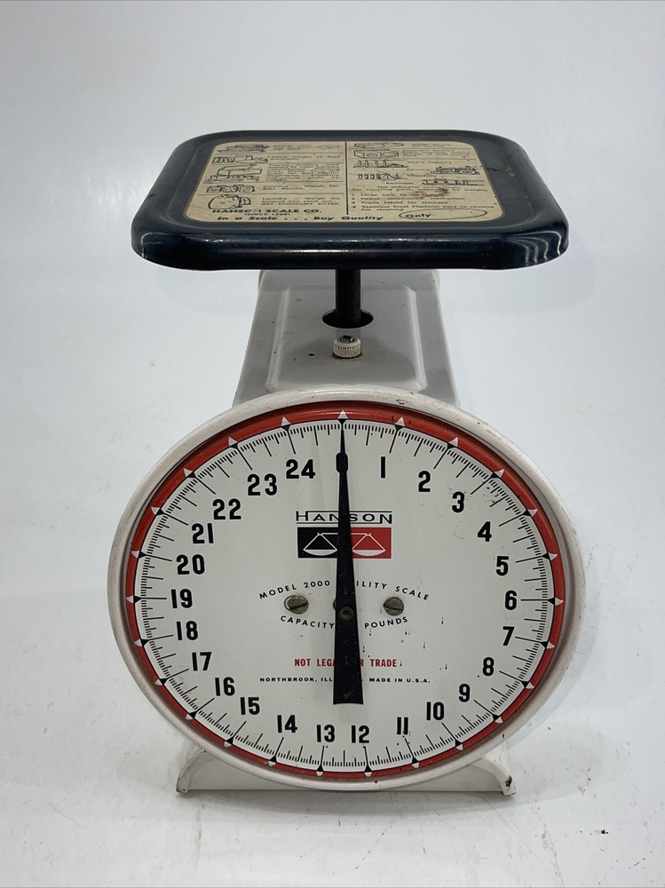 Vintage Hanson Model 2000 Kitchen Utility Scale 25 lb Limit