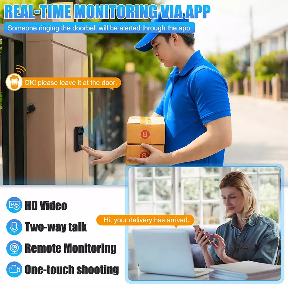 Smart Wifi Ring Doorbell Security Intercom Night Vision Video Camera Door Bell