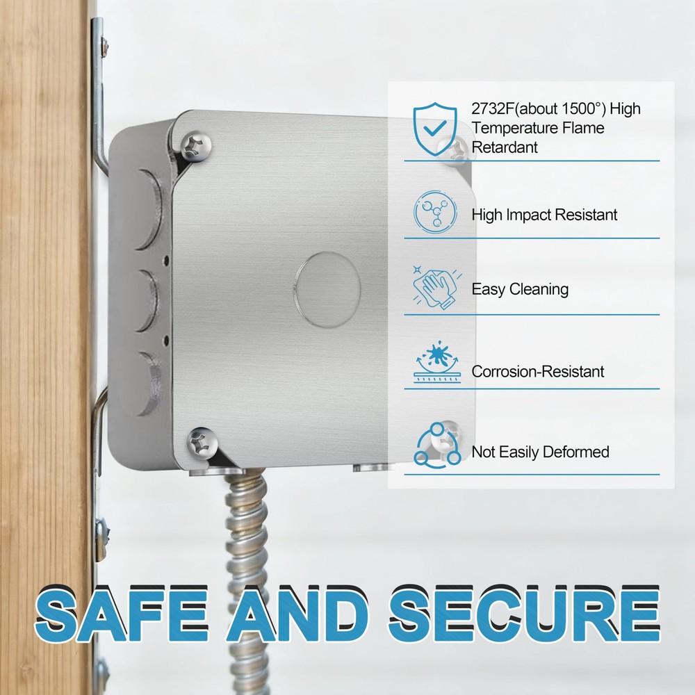 10-Pack Square Electrical Box Cover, 4 Inch Metal Junction Covers Silver