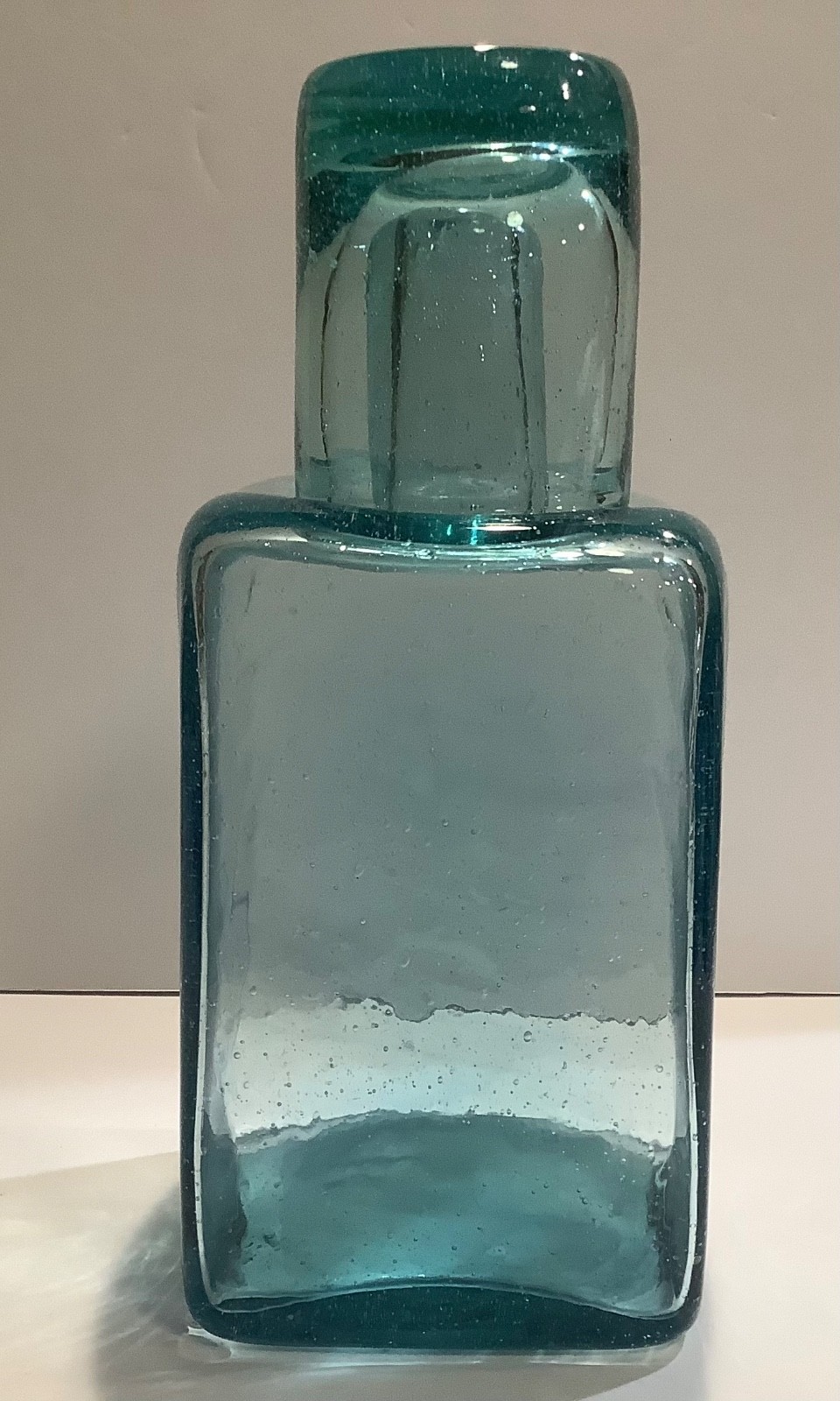 Kalalou Hand Blown Recycled Glass Water Carafe with Drinking Glass Blue/Green