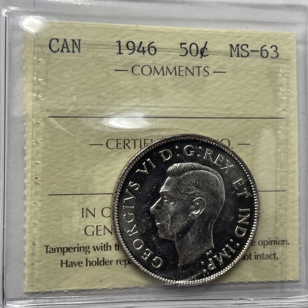 1946 Canada 50 Cent. ICCS Certified MS-63. C-2571
