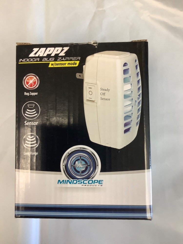 Mindscope Zappz Indoor Bug Zapper w/Nightlight Mode in White.