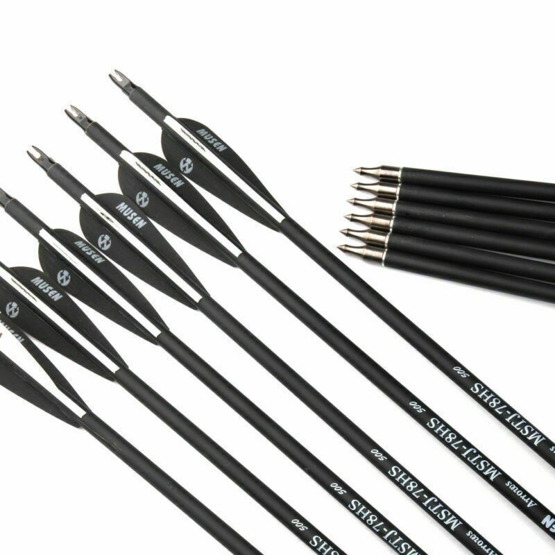 32" Archery Carbon Arrows SP500 Removable Tips for Recurve&Compound Bow Target