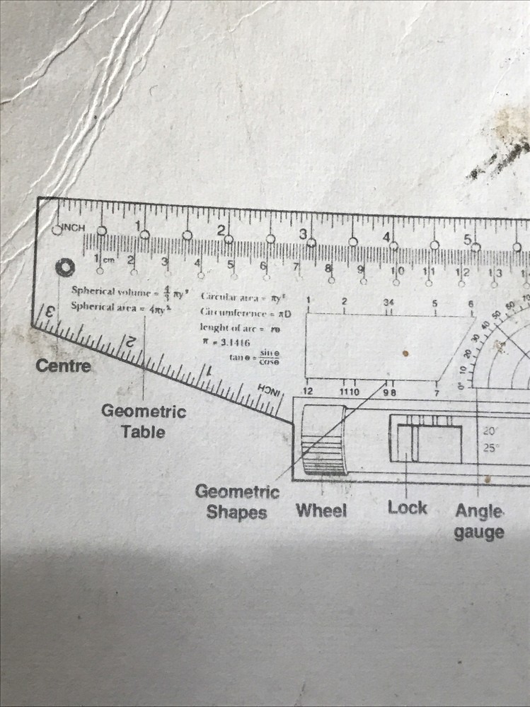 Vintage Parallel Rolling Ruler Universal Angle Rule Balancing Scale Drawing 12”