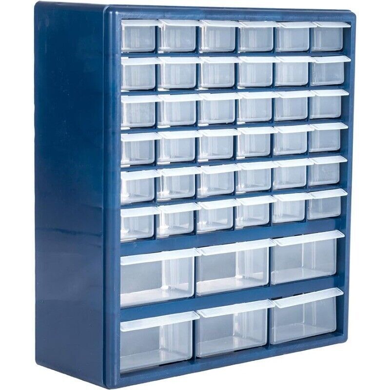 Plastic Storage Drawers 42 Compartment Organizer Desktop Wall Mount Container