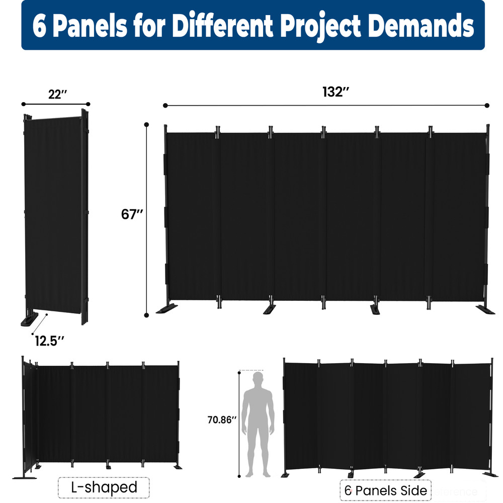 6 Panel Room Divider,folding screen portable wall partition room divider