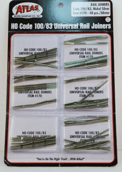 Atlas HO Scale ~ Code 100/Code 83 ~ Rail Joiners ~ Nickel Silver (288 Pcs) 170