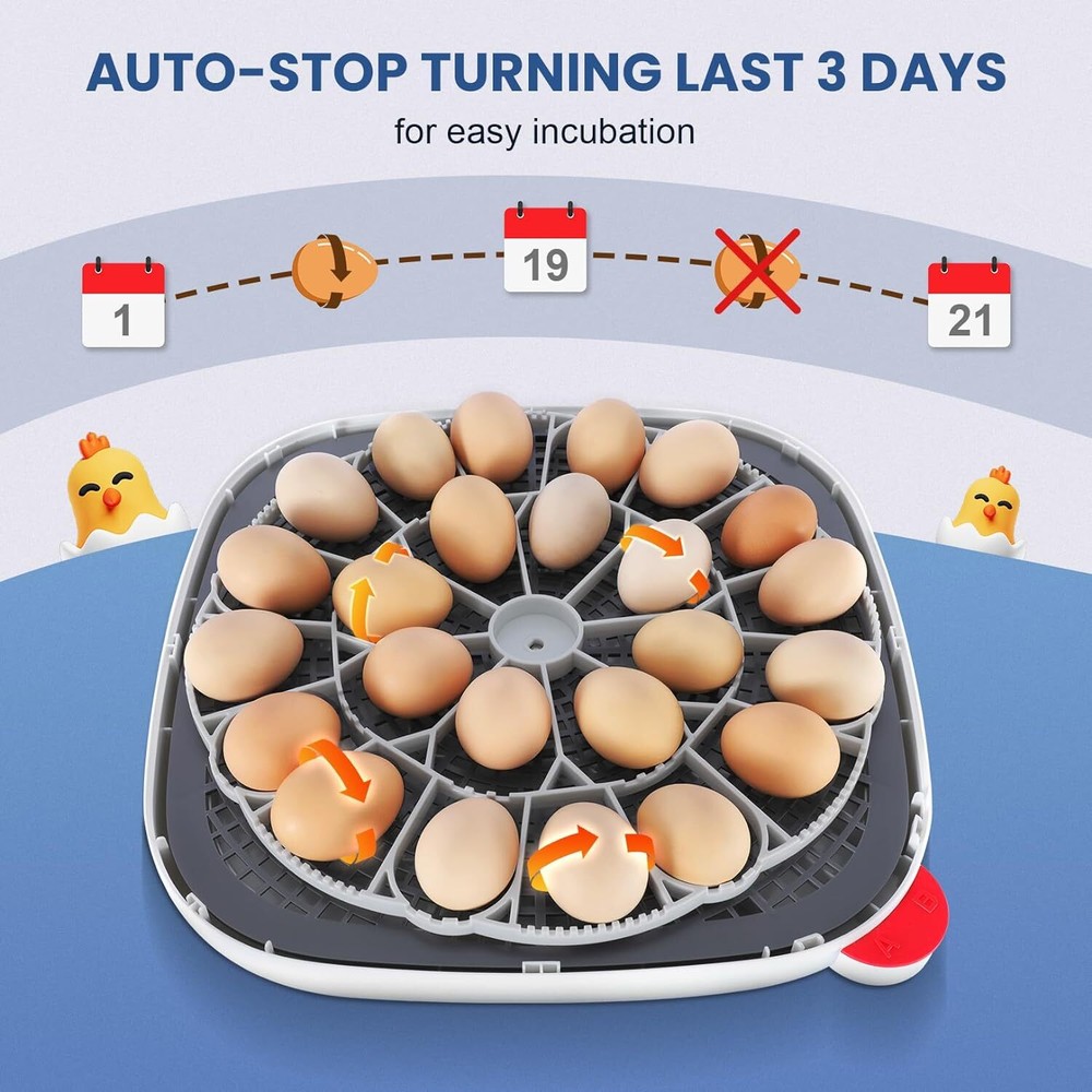 24 Eggs Incubators for Chicken Eggs w/4 Modes, 360° View, Automatic Egg Turning~