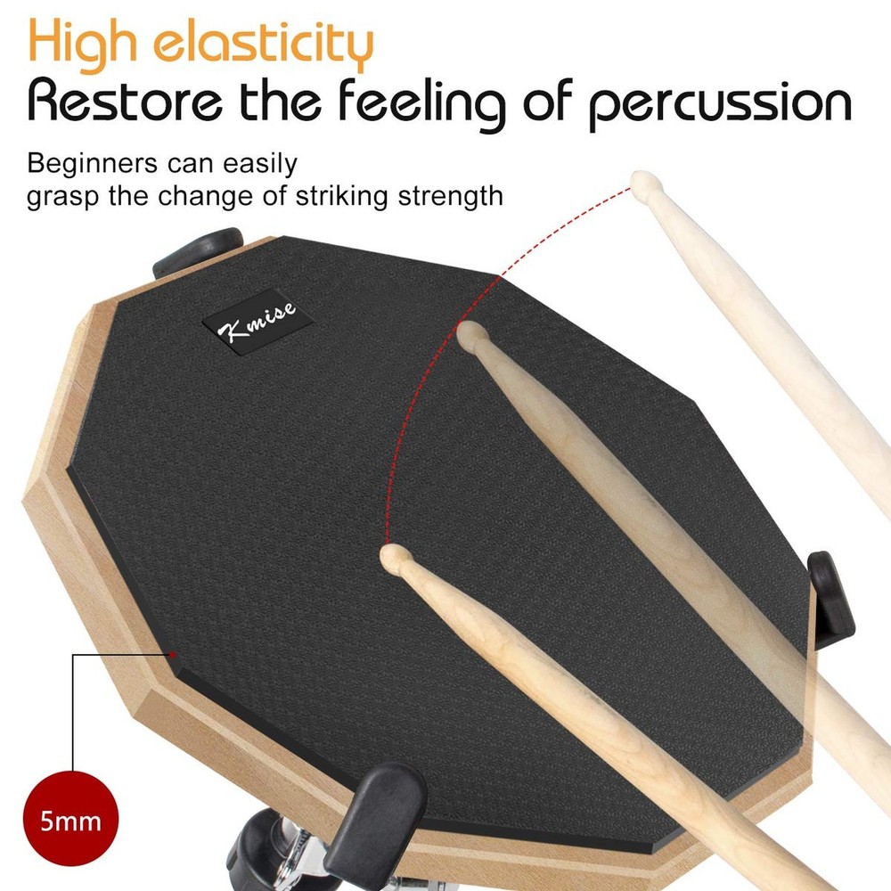 Horse Practice Drum Pad, 12 Inch Double Sided Exercise Drumming Pads Kit Set,...