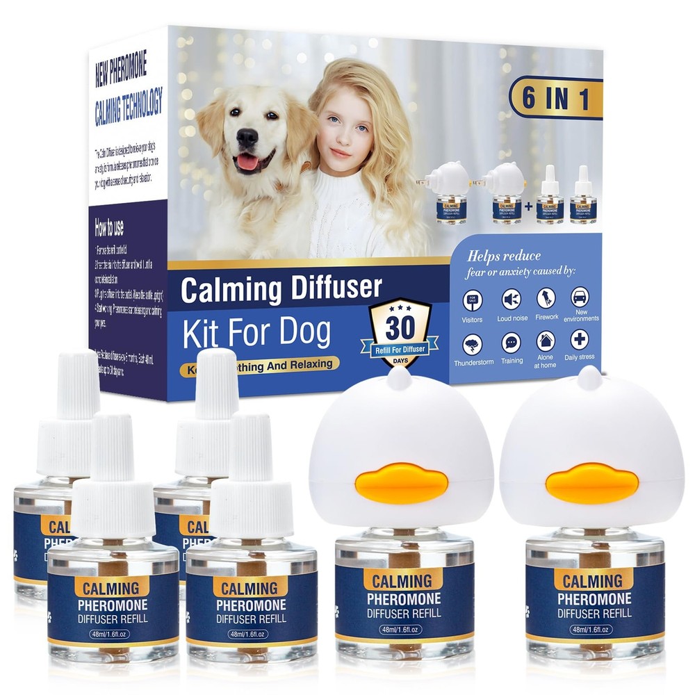 LKBHGF Dog Calming Pheromones Diffuser 6 in 1 Kit 2 Diffuser, 4 Refills